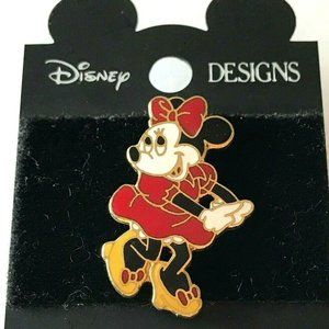 Vintage Minnie Mouse Pin Disney Designs Enamel Brooch Lapel Hat Tie Tac Signed